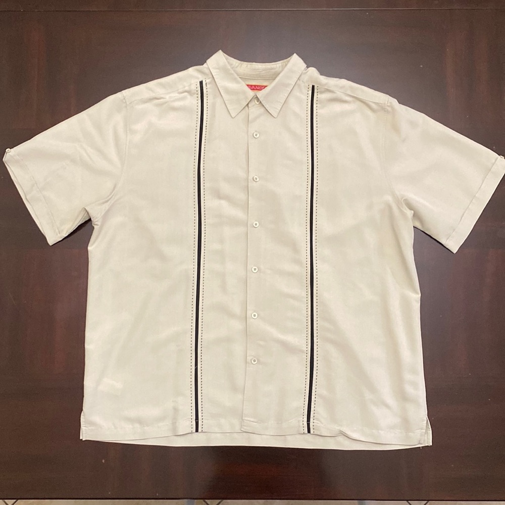 Men's XXL Beige Havanera Short Sleeve Shirt
